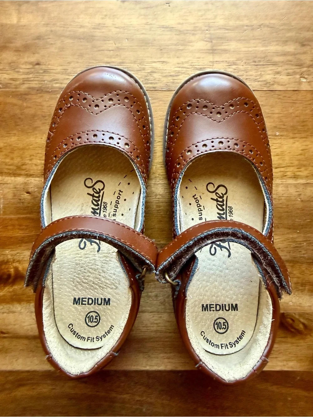 Footmates Girls Lydia Brown Leather Mary Jane Shoes Toddler Size 10.5